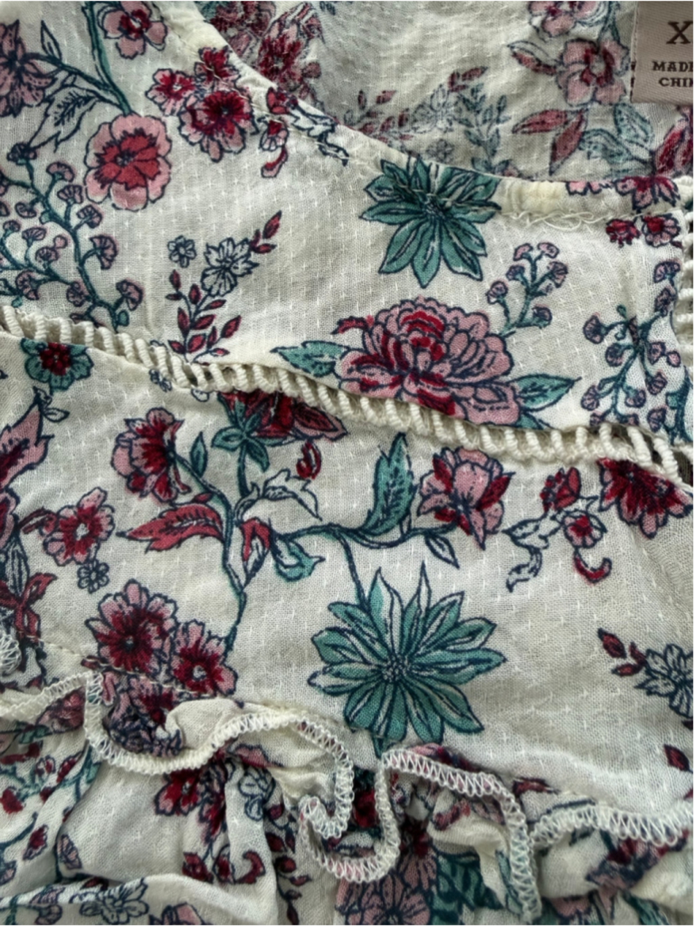 Knox Rose Floral Blouse XL White Pink Sleeveless Top EUC - Picture 6 of 7